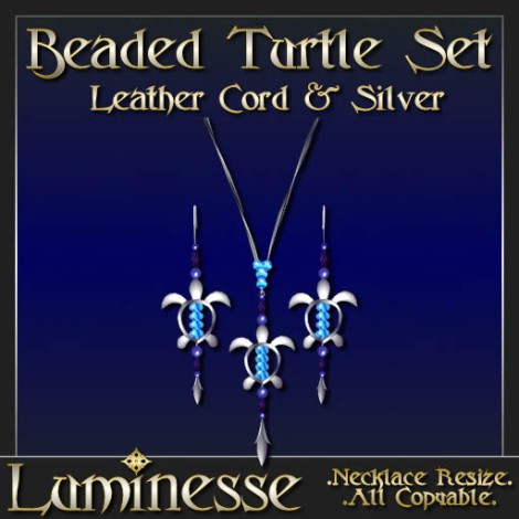 _LUM-Beaded Turtle Set - Blue & Silver