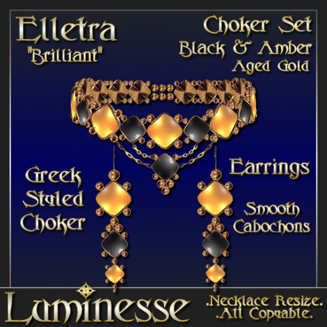 _LUM-Elletra Choker Set - Black Amber Gold