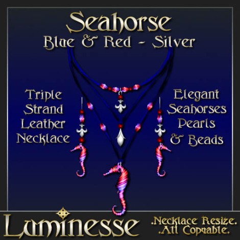 _LUM-Seahorse Set - Blue & Red Silver