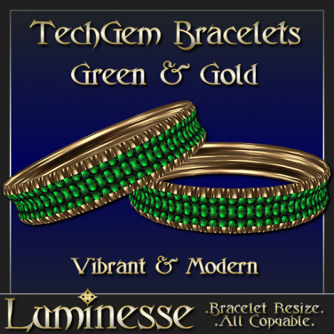 _LUM-TechGem Bracelets - Green & Gold