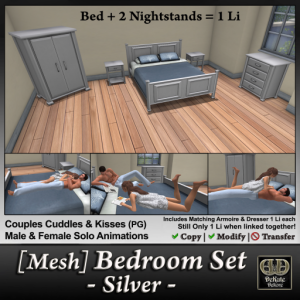 [Mesh] Wood Bedroom Set - Silver _ by Dekute Dekore